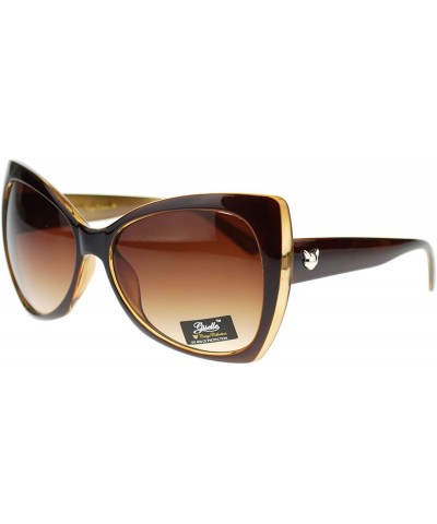 Square Womens Large Butterfly Cat Eye Diva Designer Fashion Sunglasses - Brown - CY11P94DH09 $9.16