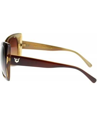 Square Womens Large Butterfly Cat Eye Diva Designer Fashion Sunglasses - Brown - CY11P94DH09 $9.16