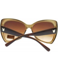 Square Womens Large Butterfly Cat Eye Diva Designer Fashion Sunglasses - Brown - CY11P94DH09 $9.16