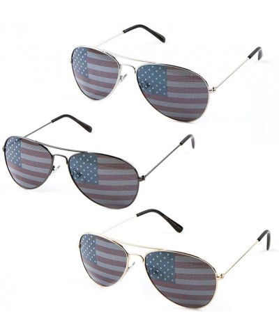 Wayfarer Usa Sunglasses American Flag Glasses July 4 Accessories UV400 Protected - 3 Pack Aviator - C718TG7S7TE $19.55