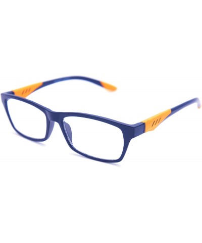 Rectangular Double Injection Lightweight Reading Glasses Free Case - Z1 Matte Dark Blue / Matte Orange - C918YME2OLE $35.77