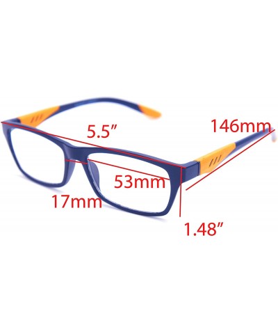 Rectangular Double Injection Lightweight Reading Glasses Free Case - Z1 Matte Dark Blue / Matte Orange - C918YME2OLE $16.94