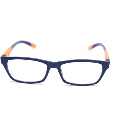 Rectangular Double Injection Lightweight Reading Glasses Free Case - Z1 Matte Dark Blue / Matte Orange - C918YME2OLE $16.94