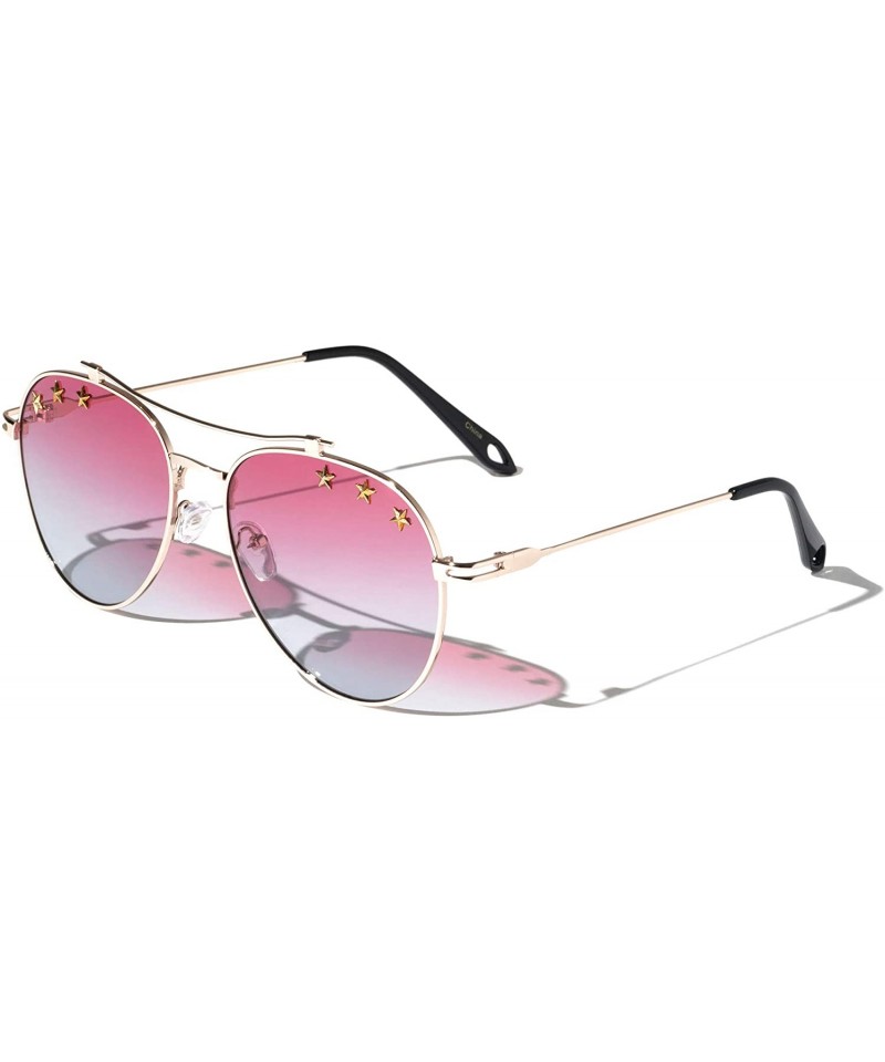 Round Round Oceanic Color Lens Stars Aviator Sunglasses - Red - C4197L5L47W $17.15