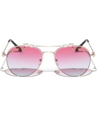 Round Round Oceanic Color Lens Stars Aviator Sunglasses - Red - C4197L5L47W $17.15