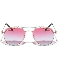 Round Round Oceanic Color Lens Stars Aviator Sunglasses - Red - C4197L5L47W $17.15