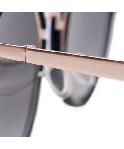 Oval Cat Eye Mirrored Flat Lenses Street Fashion Metal Frame Women Sunglasses Case - CU18EM26U0R $36.59