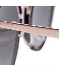 Oval Cat Eye Mirrored Flat Lenses Street Fashion Metal Frame Women Sunglasses Case - CU18EM26U0R $36.59