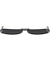 Rectangular Clip-On Sunglasses Men Women Rectangle Polarized Lenses Spring fit 54MMX40MM - Grey Lens - CJ18U07T6Y0 $9.85