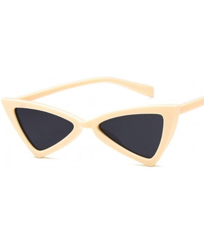 Goggle Female Fashion Retro Sunglasses Triangular Cat's Eye Outdoor Travel Sunglasses - Yellow - CA18Y07USUO $23.15