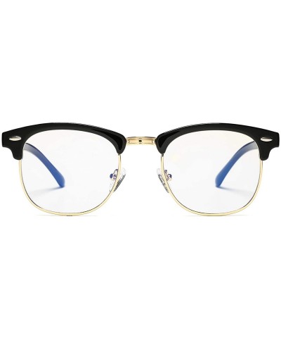 Round Classic Semi Rimless Polarized Sunglasses with Metal Rivets - A0 Anti-blue Light Lens - CI18RUXS7UU $9.32