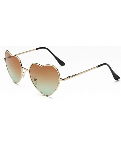 Semi-rimless Ladies Heart Shaped Sunglasses Metal Women Designer Fashion Rimless Lenses Sun Glasses - C4 - C018Y5DMXG0 $20.18