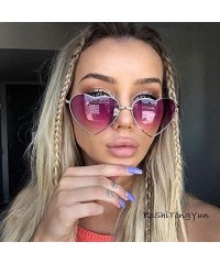 Semi-rimless Ladies Heart Shaped Sunglasses Metal Women Designer Fashion Rimless Lenses Sun Glasses - C4 - C018Y5DMXG0 $20.18