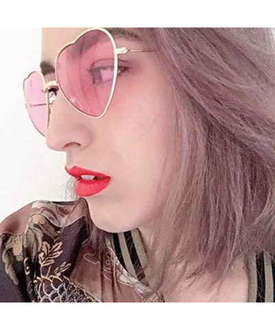 Semi-rimless Ladies Heart Shaped Sunglasses Metal Women Designer Fashion Rimless Lenses Sun Glasses - C4 - C018Y5DMXG0 $20.18