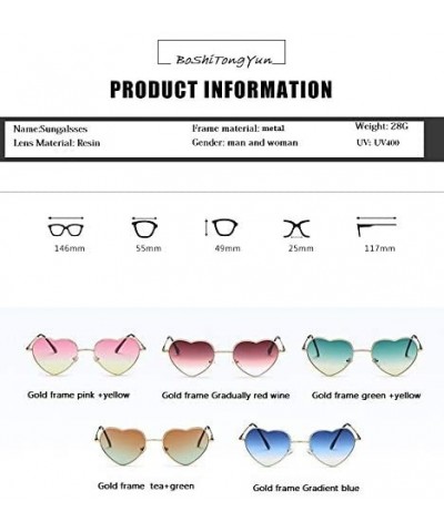 Semi-rimless Ladies Heart Shaped Sunglasses Metal Women Designer Fashion Rimless Lenses Sun Glasses - C4 - C018Y5DMXG0 $20.18