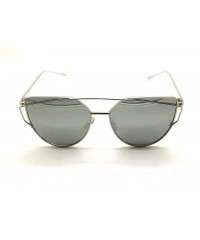 Cat Eye RetroUV Oversized Sunglasses Mirrored Fashion - Gold Frame / Silver Lense - C212L9HHIGX $6.73