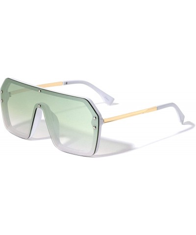 Square Copenhagen Geometric Flat Top Square Shield Fashion Women Sunglasses - Green - C51960QM5L6 $14.08