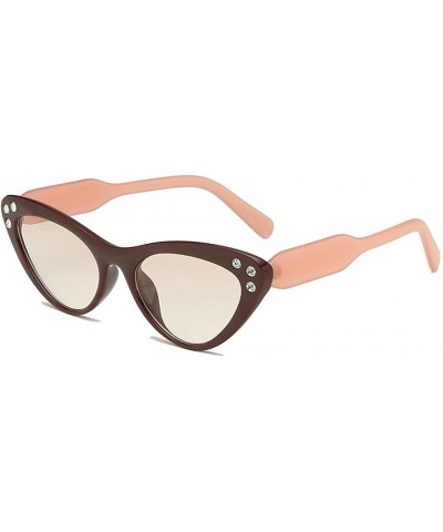 Cat Eye Cat Eye Polarized Sunglasses for Men and Women Driving Sun glasses Integrated Diamond Gasses - Coffee - C318UK8GX73 $...