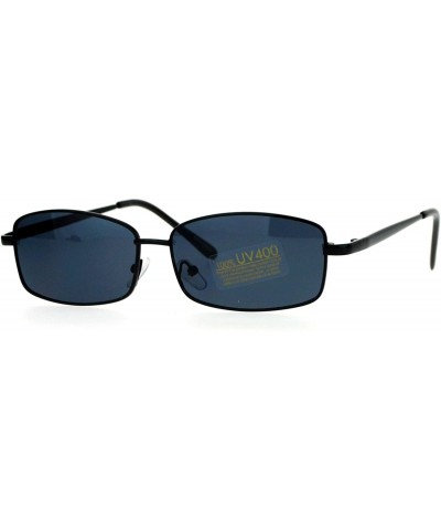 Rectangular Oval Rectangular Sunglasses Unisex Classic Thin Metal Frame UV 400 - Black - CQ187C6ROC2 $8.55