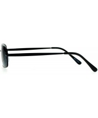 Rectangular Oval Rectangular Sunglasses Unisex Classic Thin Metal Frame UV 400 - Black - CQ187C6ROC2 $8.55