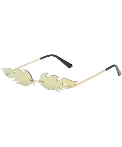 Square Narrow Flame Sunglasses for Small Face Trending Rimless Fire Sun Glasses Men Women Eyewear for Party Favors - E - CK19...