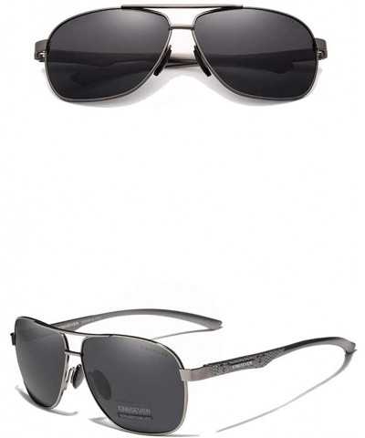 Aviator Genuine quality square aviator sunglasses fashion for men Aluminum polarized and UV400 - Gun/Grey - CO18GA4DXEI $46.05