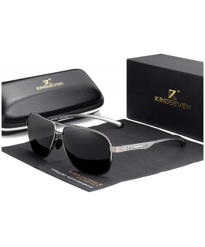Aviator Genuine quality square aviator sunglasses fashion for men Aluminum polarized and UV400 - Gun/Grey - CO18GA4DXEI $21.53