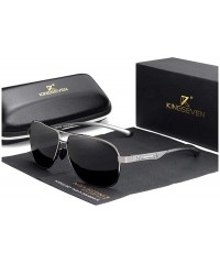 Aviator Genuine quality square aviator sunglasses fashion for men Aluminum polarized and UV400 - Gun/Grey - CO18GA4DXEI $21.53