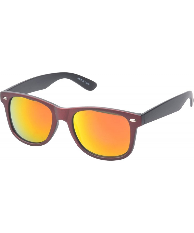 Wayfarer 'Aaron' Retro Square Fashion Sunglasses - Burgundy - C611P2VGV4D $7.64