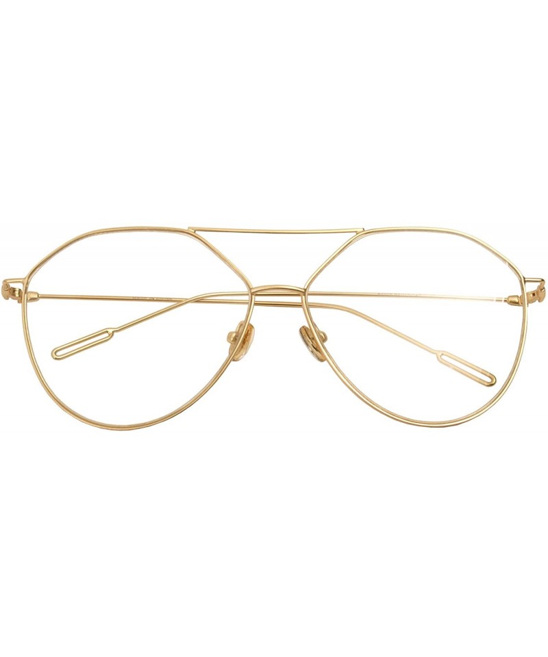 Aviator Vintage Aviator Eyeglasses Metal Frames Clear Lens Glasses Non-prescription - Gold 520161 - CR18LY42E7O $13.47