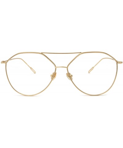 Aviator Vintage Aviator Eyeglasses Metal Frames Clear Lens Glasses Non-prescription - Gold 520161 - CR18LY42E7O $13.47