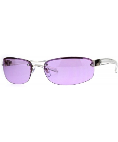 Rectangular Mens Rimless Narrow Rectangular Oval Designer Sport Warp Sunglasses - Purple - C3189LWNH3W $24.51