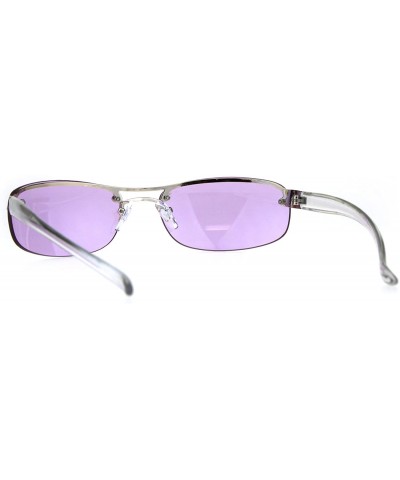 Rectangular Mens Rimless Narrow Rectangular Oval Designer Sport Warp Sunglasses - Purple - C3189LWNH3W $13.37
