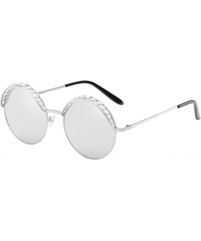 Round Vintage Style Round Sunglasses Retro for Traveling Cycling Fishing Driving - Silver - CH18DM3MIAU $32.16