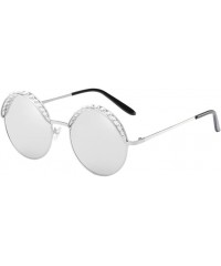 Round Vintage Style Round Sunglasses Retro for Traveling Cycling Fishing Driving - Silver - CH18DM3MIAU $13.54