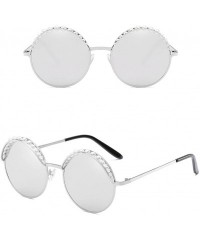 Round Vintage Style Round Sunglasses Retro for Traveling Cycling Fishing Driving - Silver - CH18DM3MIAU $13.54