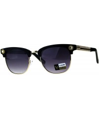 Rectangular Luxury Bling Rhinestone Half Horn Rim Rectangular Sunglasses - Black Smoke - CR18CT736OX $23.11