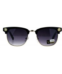 Rectangular Luxury Bling Rhinestone Half Horn Rim Rectangular Sunglasses - Black Smoke - CR18CT736OX $23.11