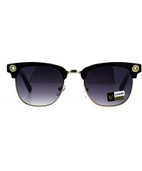 Rectangular Luxury Bling Rhinestone Half Horn Rim Rectangular Sunglasses - Black Smoke - CR18CT736OX $10.13