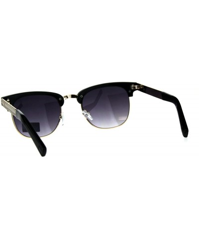 Rectangular Luxury Bling Rhinestone Half Horn Rim Rectangular Sunglasses - Black Smoke - CR18CT736OX $10.13