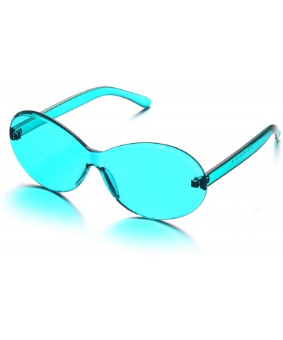 Rimless Neon Retro Oval Clout Goggles 6 Colour Wholesale 80s UV Coating Party Sunglasses - Rimless 6 Pack - CR18NZWY0D0 $10.31