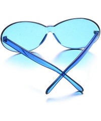 Rimless Neon Retro Oval Clout Goggles 6 Colour Wholesale 80s UV Coating Party Sunglasses - Rimless 6 Pack - CR18NZWY0D0 $10.31