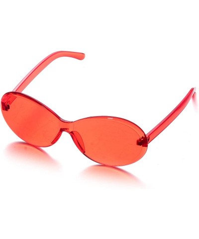 Rimless Neon Retro Oval Clout Goggles 6 Colour Wholesale 80s UV Coating Party Sunglasses - Rimless 6 Pack - CR18NZWY0D0 $10.31