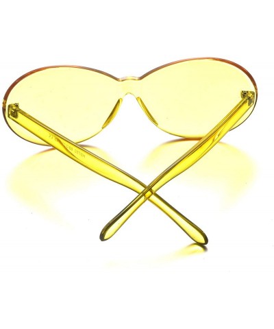 Rimless Neon Retro Oval Clout Goggles 6 Colour Wholesale 80s UV Coating Party Sunglasses - Rimless 6 Pack - CR18NZWY0D0 $10.31