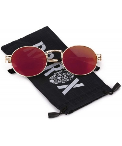 Round Men's Women's Round Retro Steampunk Sunglasses Shades - Multicoloured Lens- Gold Frame - CW18DAZZ908 $19.26