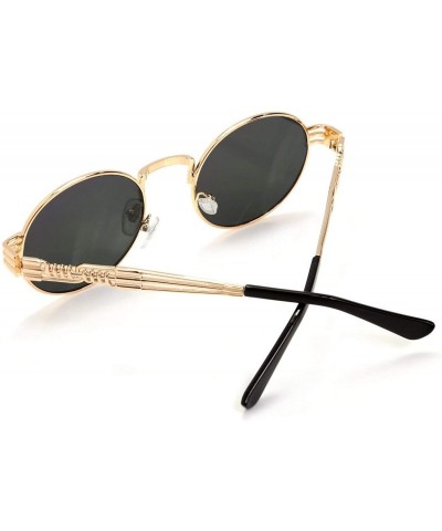 Round Men's Women's Round Retro Steampunk Sunglasses Shades - Multicoloured Lens- Gold Frame - CW18DAZZ908 $8.44