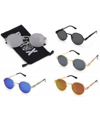 Round Men's Women's Round Retro Steampunk Sunglasses Shades - Multicoloured Lens- Gold Frame - CW18DAZZ908 $8.44