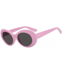 Goggle Women Men Retro Oval Goggles Thick Plastic Colored Frame Round Lens Sunglasses - Baby-pink-smoke - C918K6WEN3K $11.71