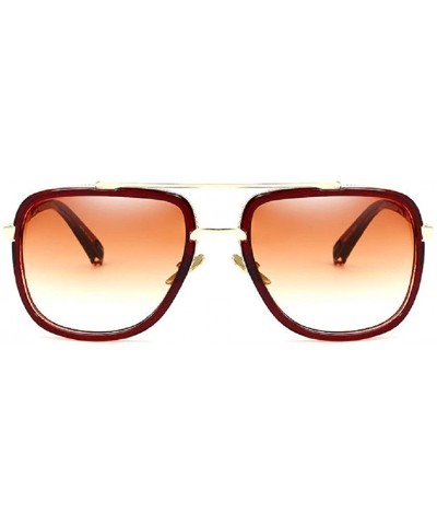 Goggle Oversized Mirrored Shades Flat Lenses Metal Frame Unisex Sunglasses UV400 - B - CV183NNLATW $12.09
