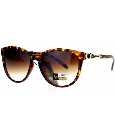 Oversized VG Eyewear Jewel Buckle Hinge Horn Rim Oversize Cat Eye Sunglasses - Tortoise Brown - CW12H8RUK3B $12.78